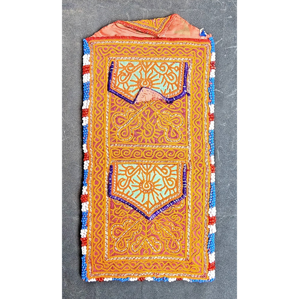 Kuchi Embroidered Pouch Wallet Afghan Handmade Beaded Purple Accent